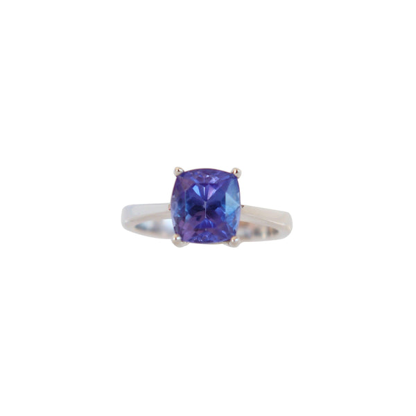 Four Claw Cushion cut Tanzanite Solitaire Ring - Cape Diamond Exchange