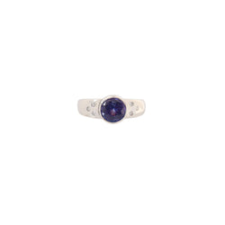 18kt White Gold Round Tanzanite and Diamond Ring - Cape Diamond Exchange