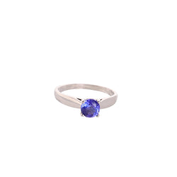 Round Tanzanite stone set in White Gold