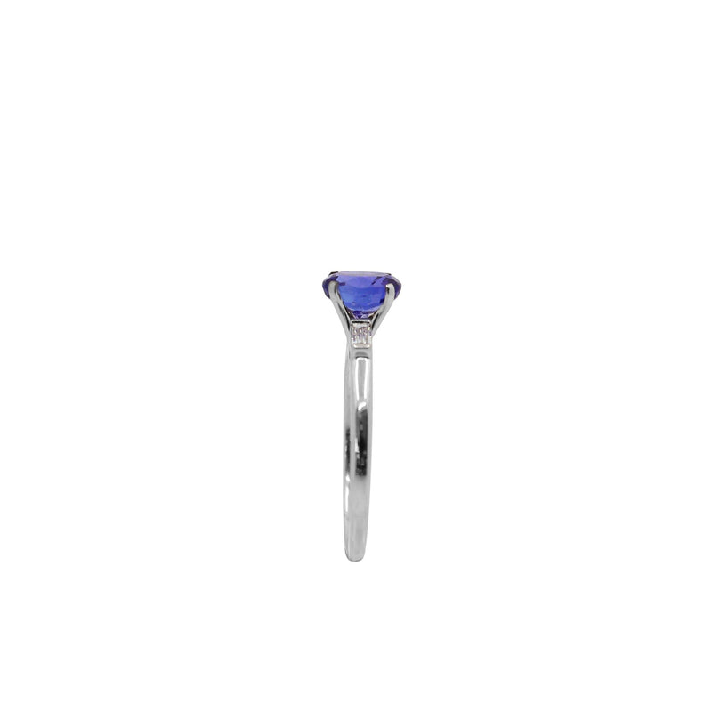 White Gold Oval Tanzanite and Diamond Ring