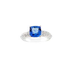 Cushion Cut Tanzanite Ring with Diamonds