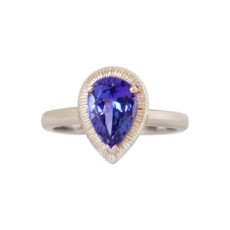 Pear Tanzanite Halo Ring - Cape Diamond Exchange