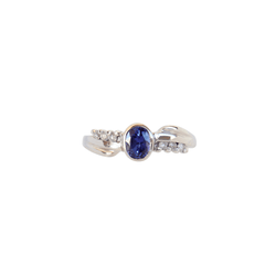 Free-form Oval Tanzanite and Diamond ring - Cape Diamond Exchange