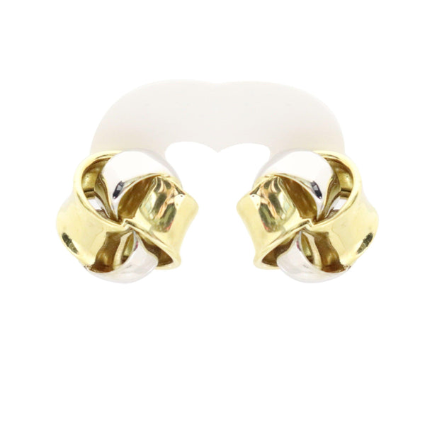 18kt Two Color Gold Knot Pin/Clip Earrings Cape Diamond Exchange in St. George's Mall