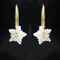 Pearl Stars Gold Hoop Earrings - Cape Diamond Exchange