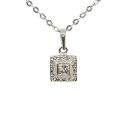 18 kt White Gold pendant with a Princess Cut diamond - Cape Diamond Exchange