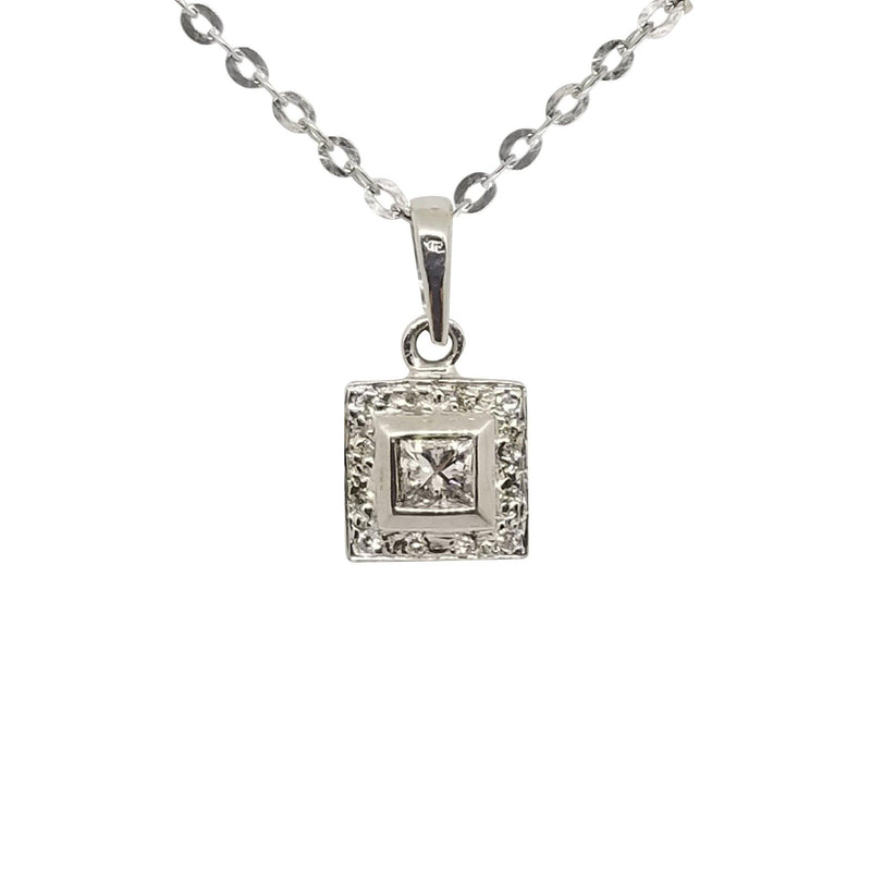 18 kt White Gold pendant with a Princess Cut diamond - Cape Diamond Exchange