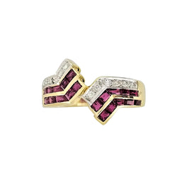 Yellow Gold RIng with Diamonds and Rubies- at Cape Diamond Exchange