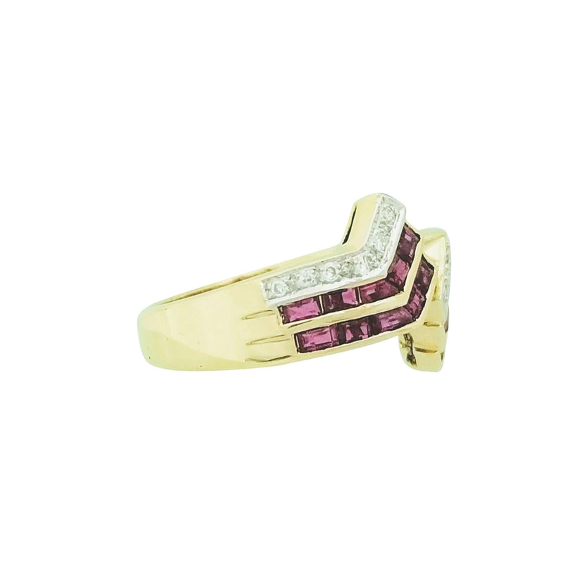 Yellow Gold Ring with Rubies and Diamonds