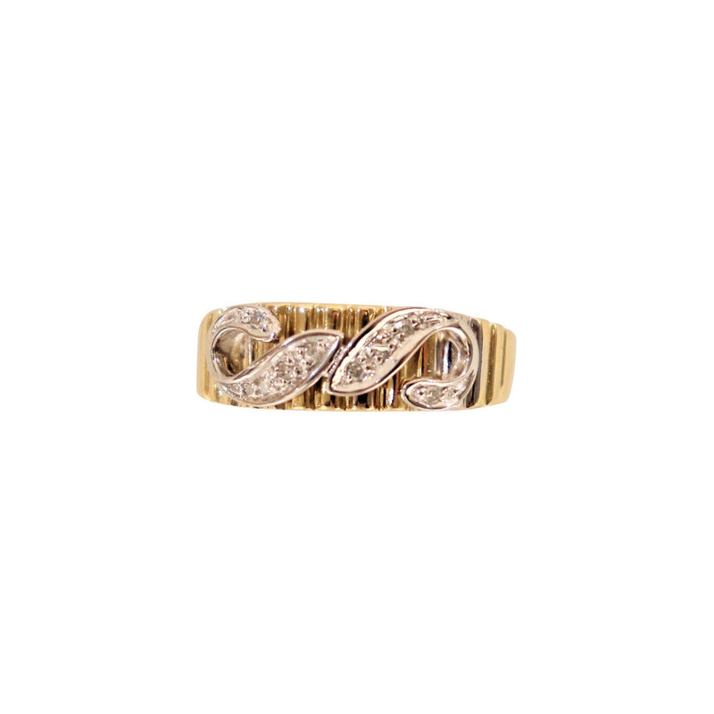 18kt Yellow Gold Two Swirls Diamond Ring - Cape Diamond Exchange