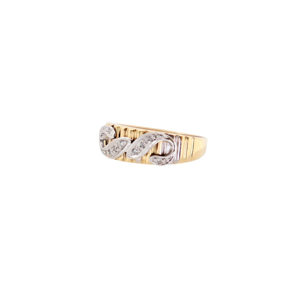 18kt Yellow Gold Two Swirls Diamond Ring - Cape Diamond Exchange