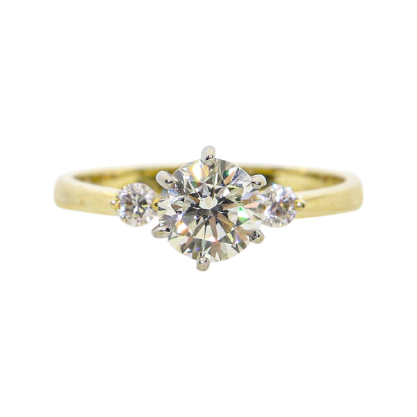 18 kt Yellow Gold Solitaire And Diamond Engagement Ring - Cape Diamond Exchange