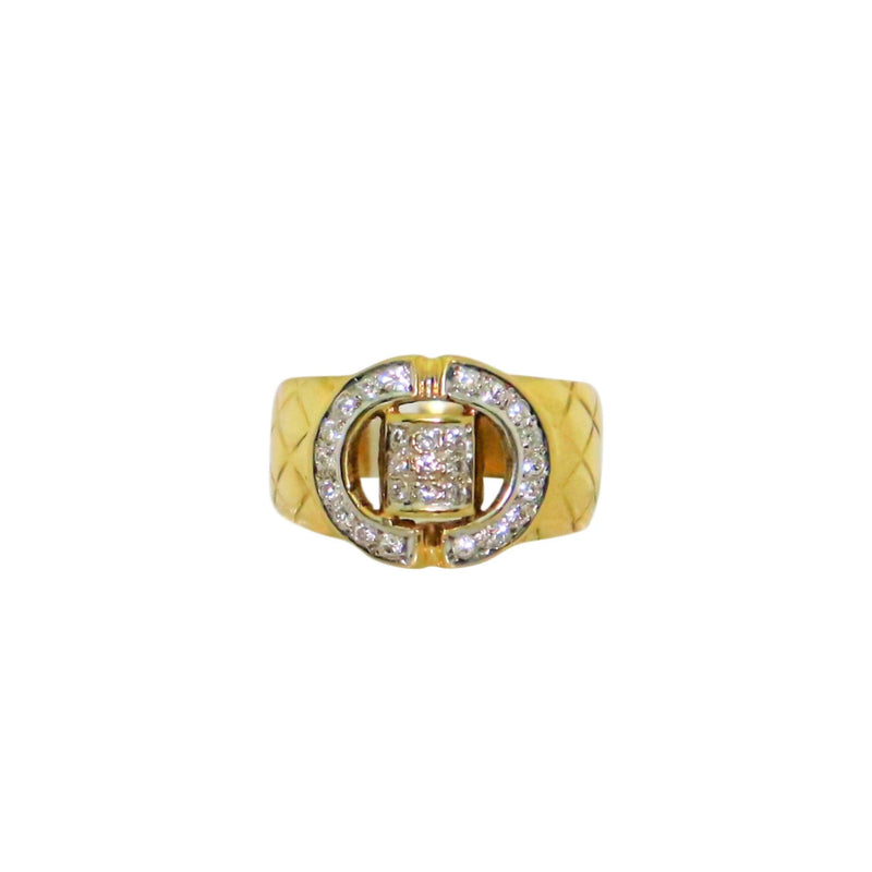 18kt Yellow Gold Buckle Diamond Ring - Cape Diamond Exchange