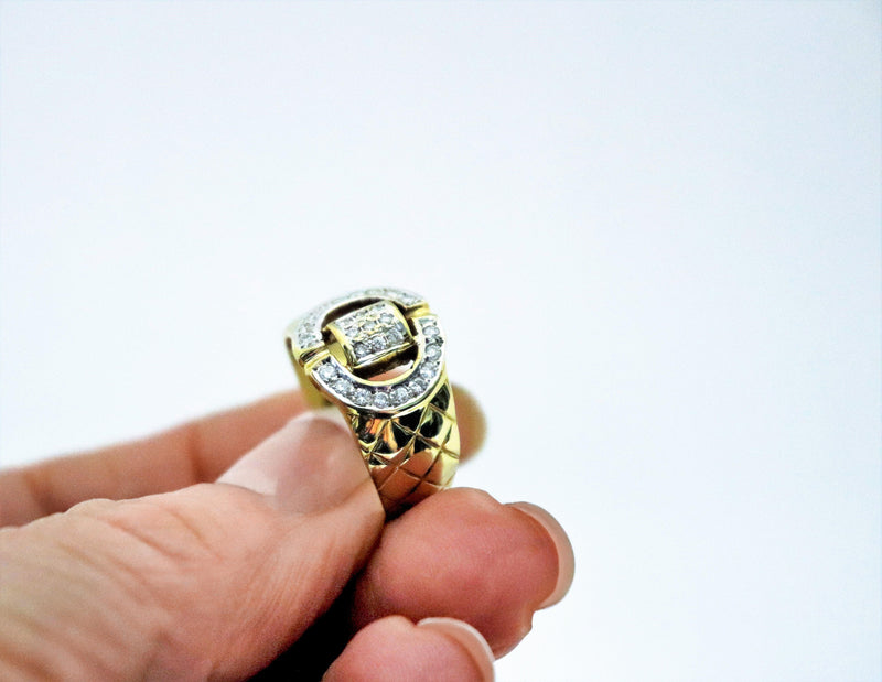 18kt Yellow Gold Buckle Diamond Ring - Cape Diamond Exchange