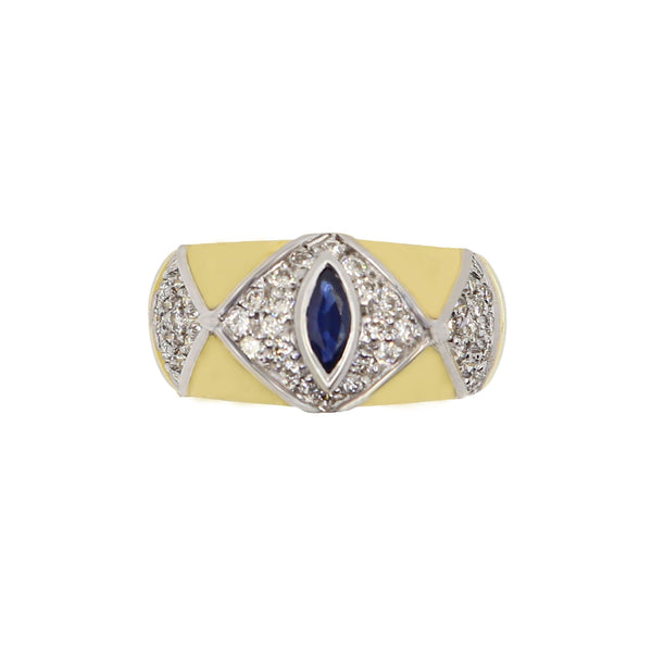 Marquise cut Blue Sapphire and Diamond Luxury Ring Cape Diamond Exchange in St. George's Mall