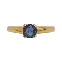 Round Blue Sapphire Ring set in 18 kt Yellow Gold