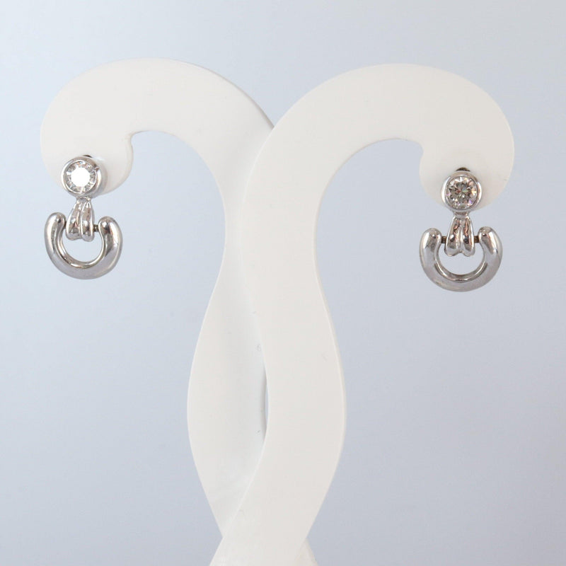 18kt White Gold Diamond Drop Hoop Earrings - cape diamond exchange