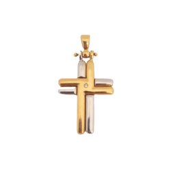 18kt Yellow and White gold cross pendant - cape diamond exchange