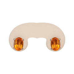 Oval Citrine stud Earrings in White Gold