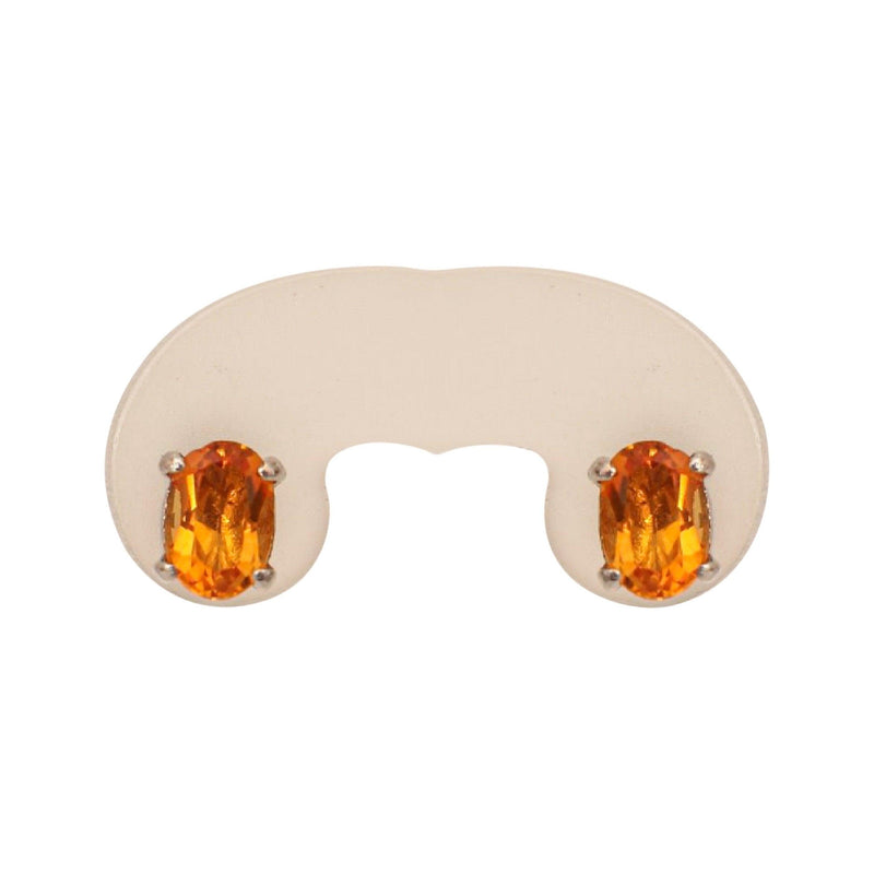 Oval Citrine stud Earrings in White Gold