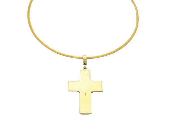 Gold Cross with Elephant Hair Pendant - Cape Diamond Exchange