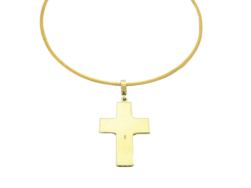 Gold Cross with Elephant Hair Pendant - Cape Diamond Exchange