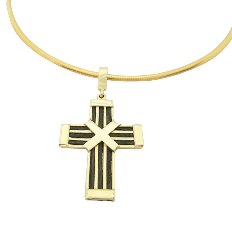 Gold Cross with Elephant Hair Pendant - Cape Diamond Exchange