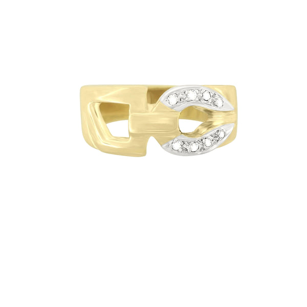 9 kt Yellow Gold Cubic Zircon Horseshoe Dress Ring - Cape Diamond Exchange