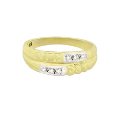 9 kt Yellow Gold Cubic Zircon Two-Row Ring - Cape Diamond Exchange