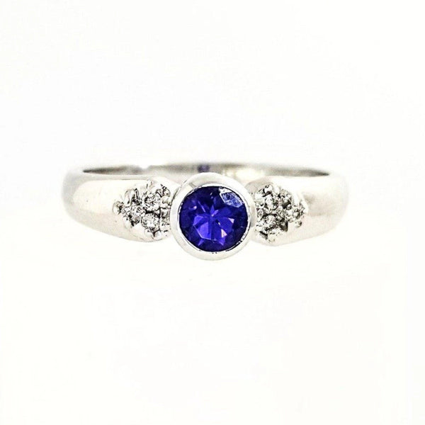 18 kt White Gold Ring with Tanzanite and Diamonds - Cape Diamond Exchange