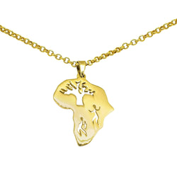 14 kt Yellow Gold Map of Africa Pendant with Rock Art - Cape Diamond Exchange