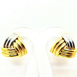 18 kt White and Yellow Gold Triangle Earrings - Cape Diamond Exchange