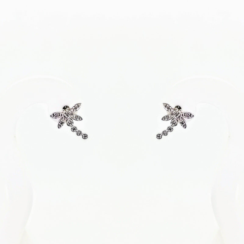 9 kt White Gold Dragon Fly Diamond Earrings - Cape Diamond Exchange