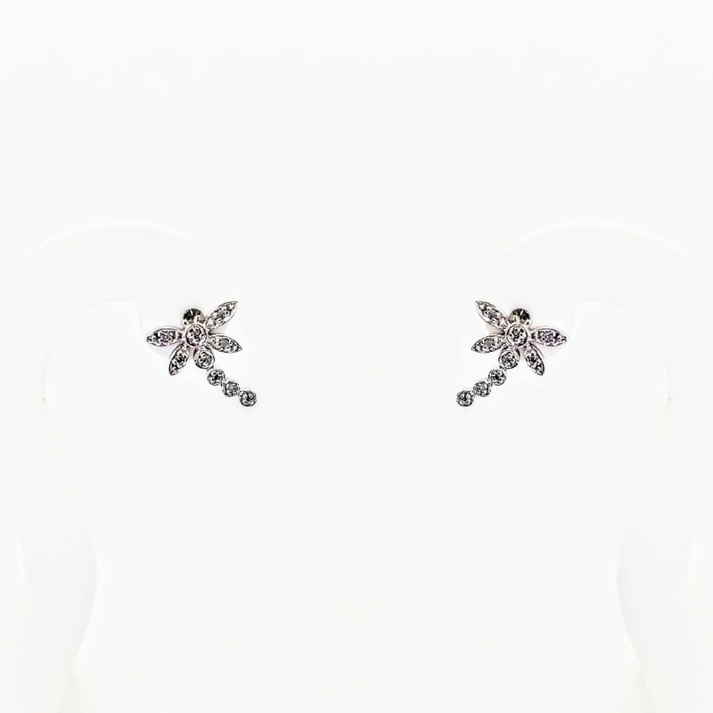 9 kt White Gold Dragon Fly Diamond Earrings - Cape Diamond Exchange