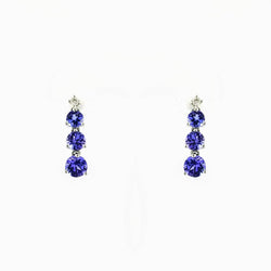 9 kt White Gold Tanzanite and Diamond Dangling Earrings - Cape Diamond Exchange