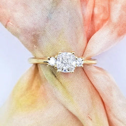 18 kt Yellow Gold Diamond Trilogy Engagement Ring - Cape Diamond Exchange