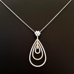 18 kt White and Rose Gold Tear Shape Pendant with Diamonds - Cape Diamond Exchange
