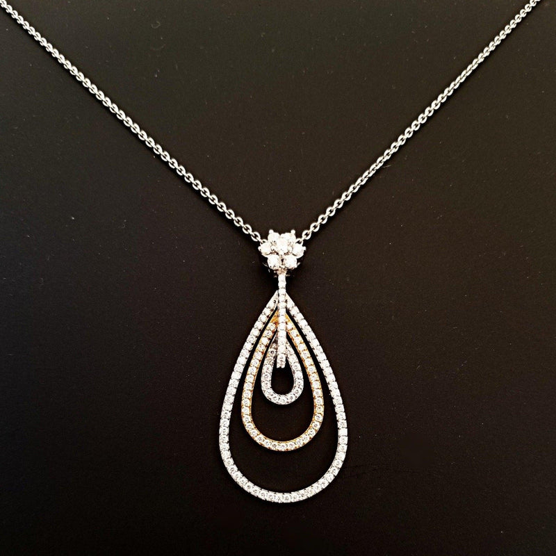 18 kt White and Rose Gold Tear Shape Pendant with Diamonds - Cape Diamond Exchange