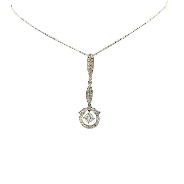 18 kt White Gold Drop Pendant set with Diamonds - Cape Diamond Exchange