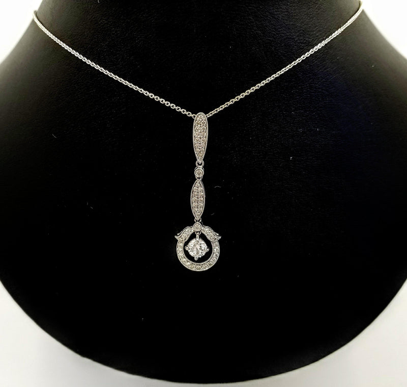 18 kt White Gold Drop Pendant set with Diamonds - Cape Diamond Exchange