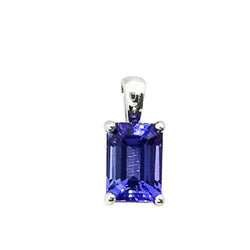 9 kt White Gold Emerald cut Tanzanite pendant - Cape Diamond Exchange