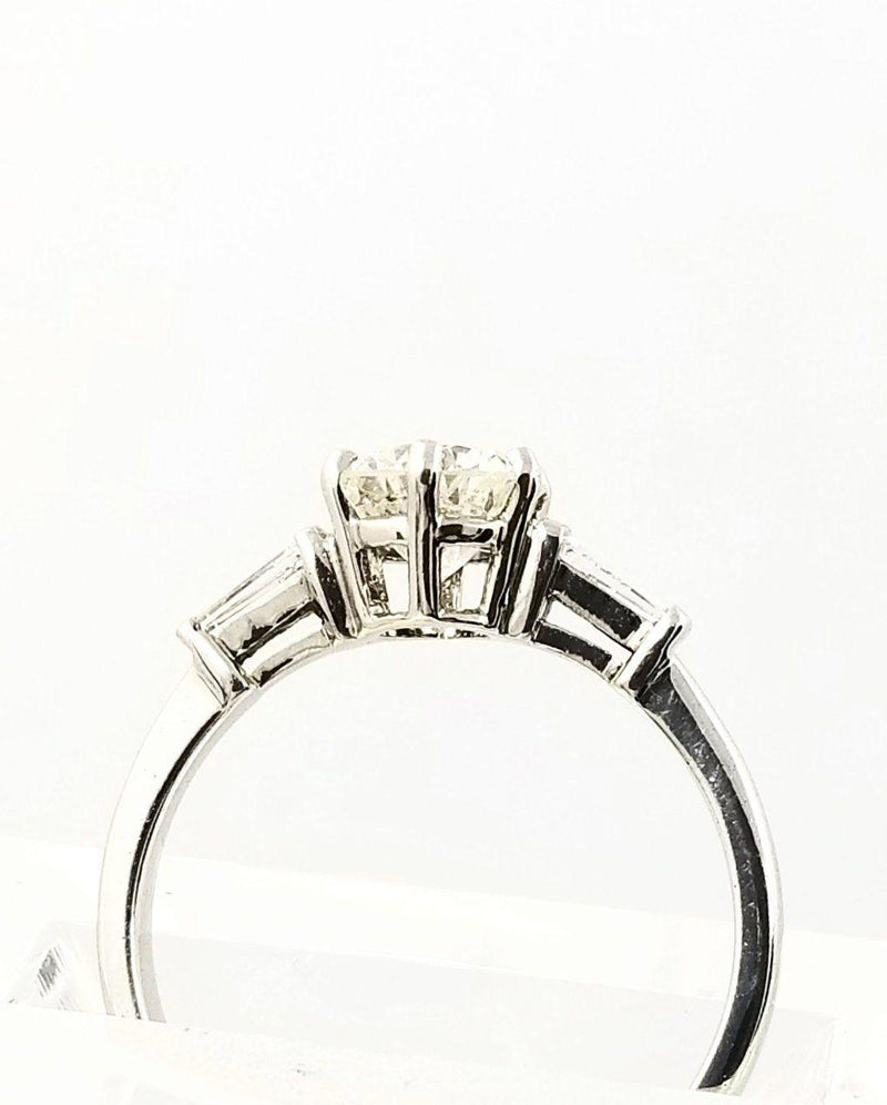 White Gold Ring with a center Diamond and Baguettes On The Side - Cape Diamond Exchange