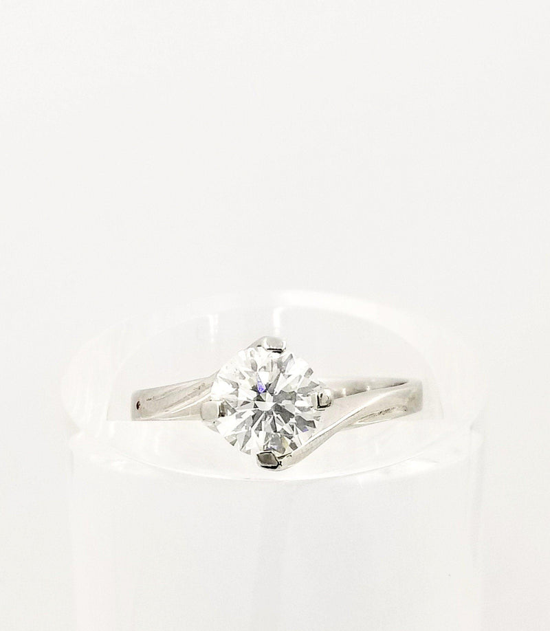 Solitaire Diamond set in a Twirling Setting White Gold Ring - Cape Diamond Exchange