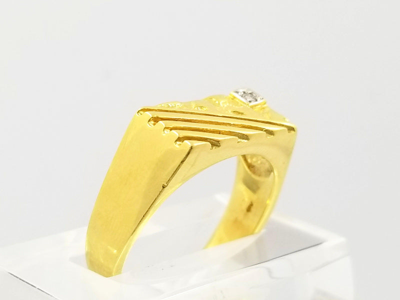 Yellow Gold Signet Diamond Ring - Cape Diamond Exchange