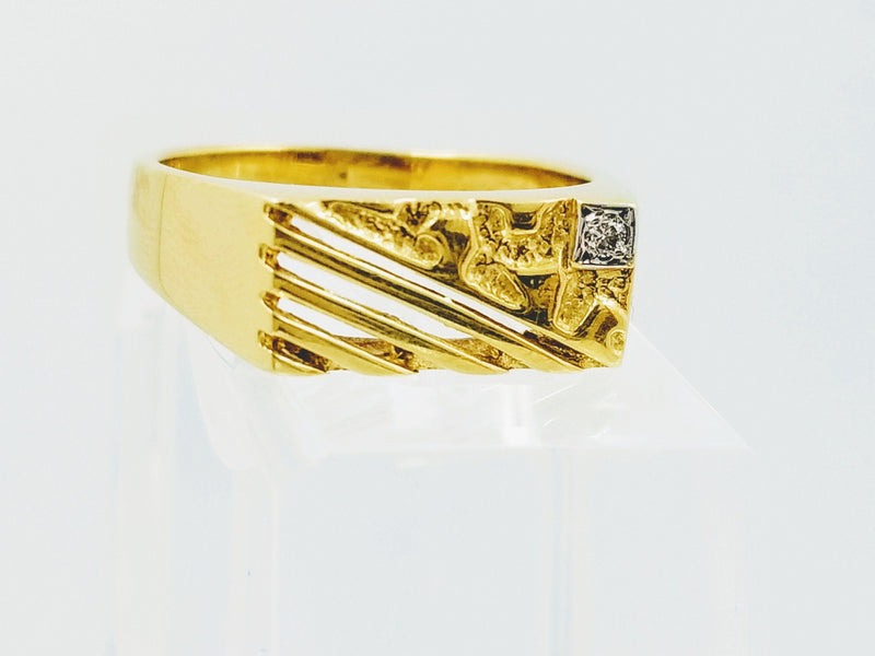 Yellow Gold Signet Diamond Ring - Cape Diamond Exchange