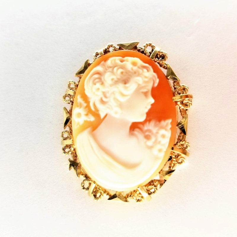 Yellow Gold Cameo Brooch - Cape Diamond Exchange