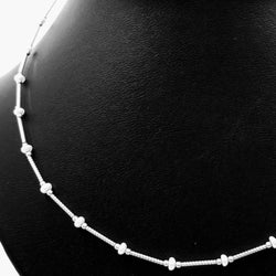 White Gold Tube Necklace with Pearl Beads - Cape Diamond Exchange