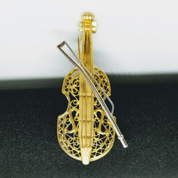 Yellow Gold Cello Brooch - Cape Diamond Exchange