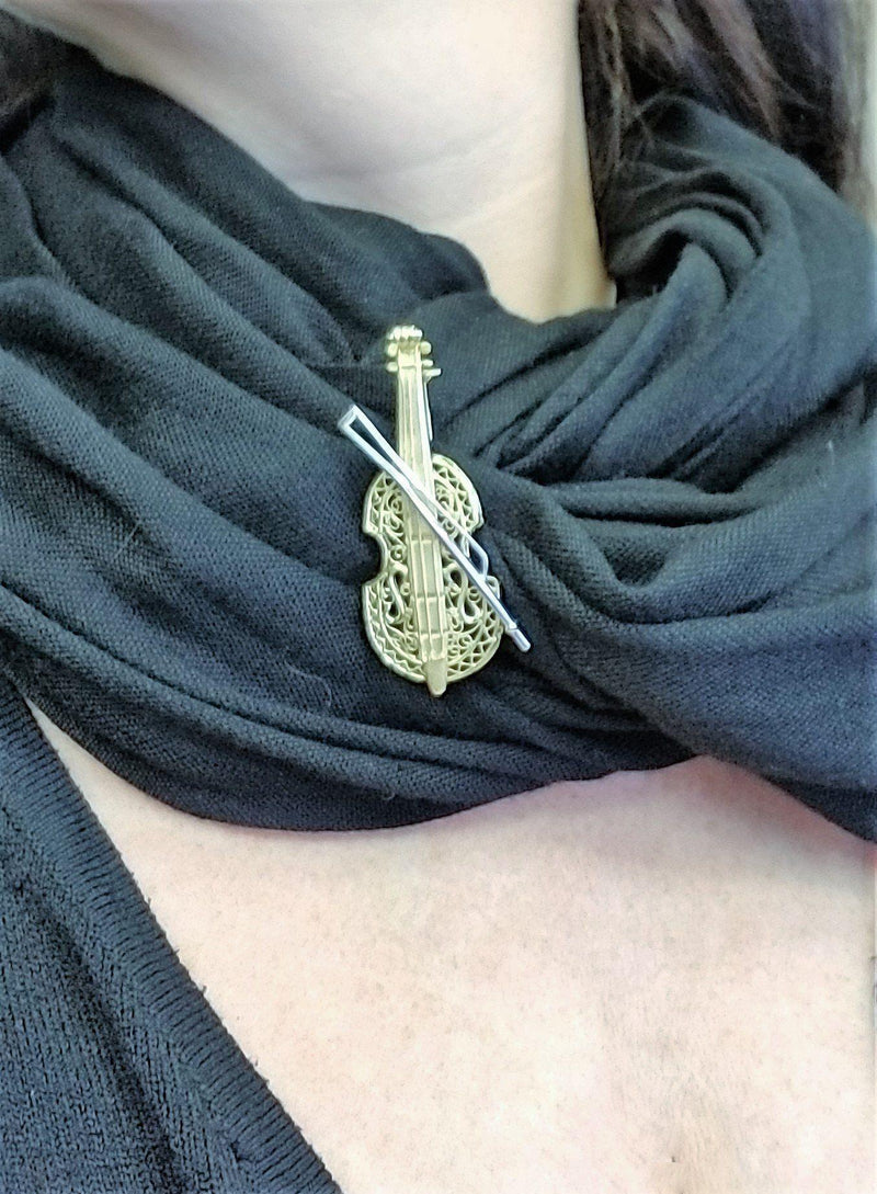 Yellow Gold Cello Brooch - Cape Diamond Exchange