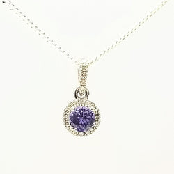 9 kt White Gold Tanzanite and Diamonds Halo Pendant - Cape Diamond Exchange